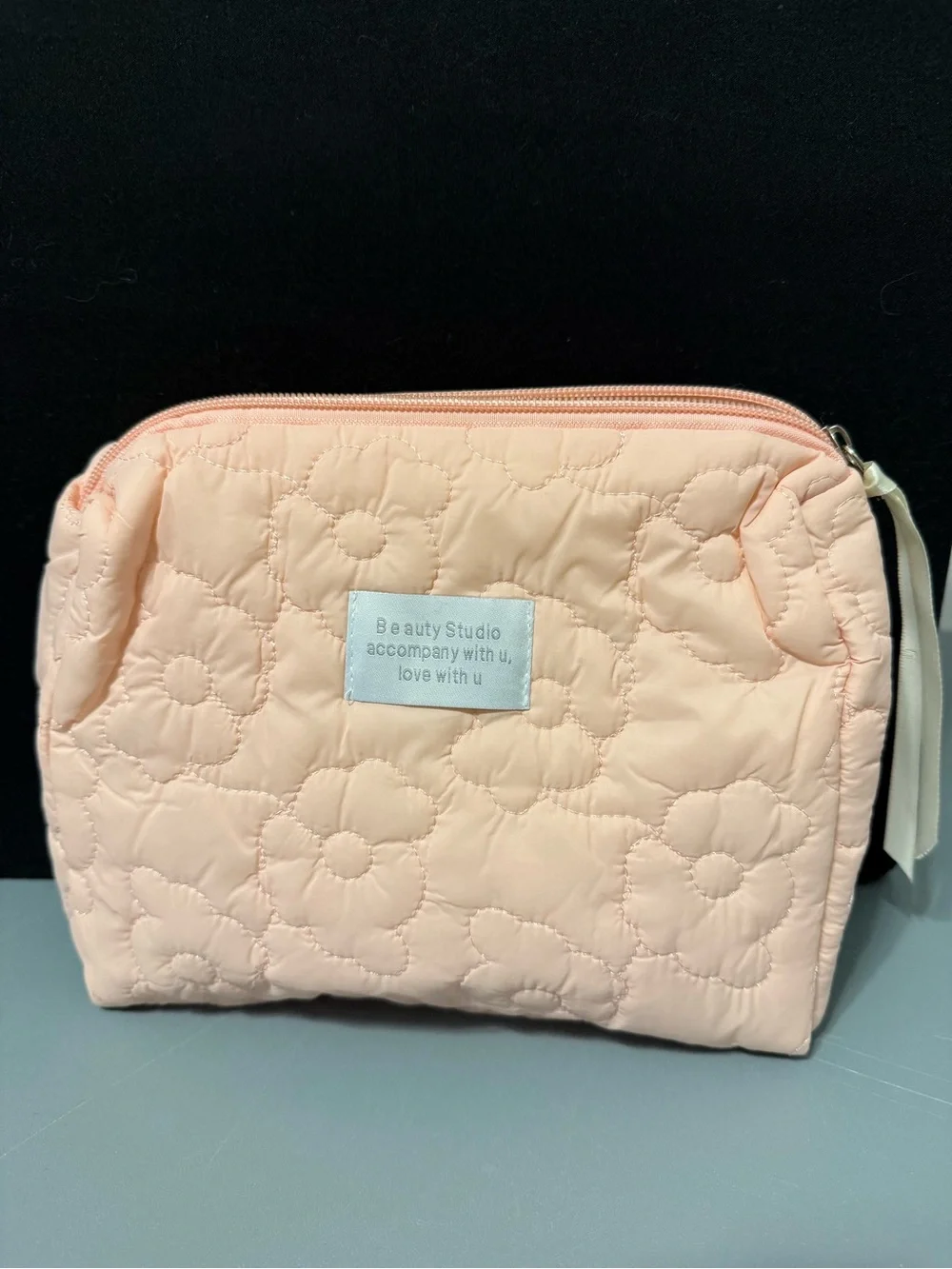 Quilted Floral Cosmetic Pouch